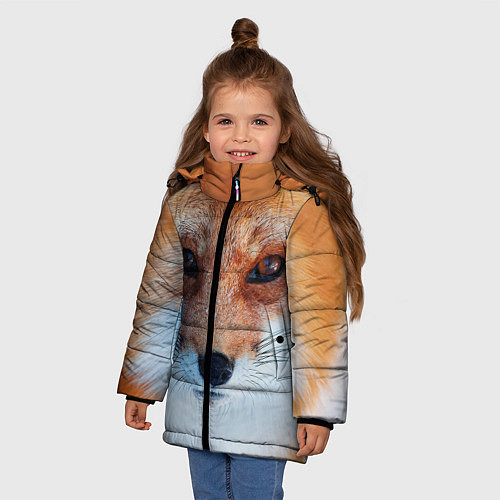 Зимняя куртка для девочки Взгляд лисы / 3D-Черный – фото 3