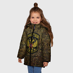 Куртка зимняя для девочки Камуфляж: Россия, цвет: 3D-черный — фото 2