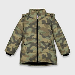 Куртка зимняя для девочки Камуфляж: хаки, цвет: 3D-черный
