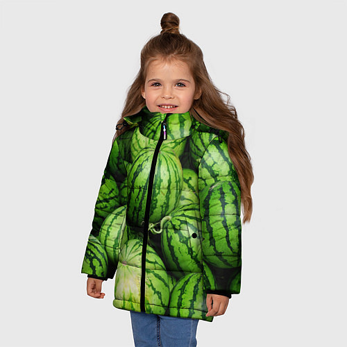 Зимняя куртка для девочки Арбузы / 3D-Черный – фото 3