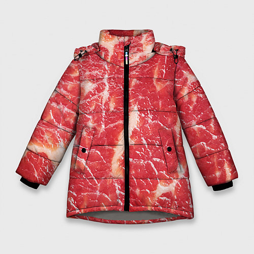 Зимняя куртка для девочки Мясо / 3D-Светло-серый – фото 1