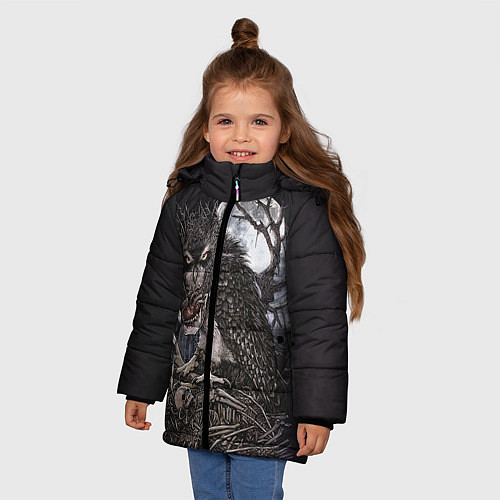 Зимняя куртка для девочки Ночной охотник / 3D-Черный – фото 3