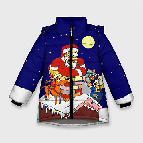 Зимняя куртка для девочки Новый год у Симпоснов / 3D-Светло-серый – фото 1