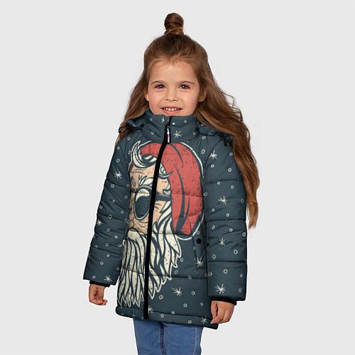 Зимняя куртка для девочки Санта хипстер / 3D-Черный – фото 3