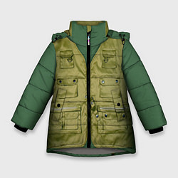Куртка зимняя для девочки Жилетка рыбака, цвет: 3D-светло-серый