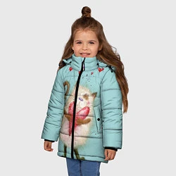 Куртка зимняя для девочки Котик, цвет: 3D-черный — фото 2