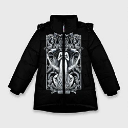 Куртка зимняя для девочки Водолей, цвет: 3D-черный