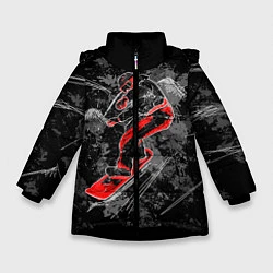 Куртка зимняя для девочки Сноубордист, цвет: 3D-черный