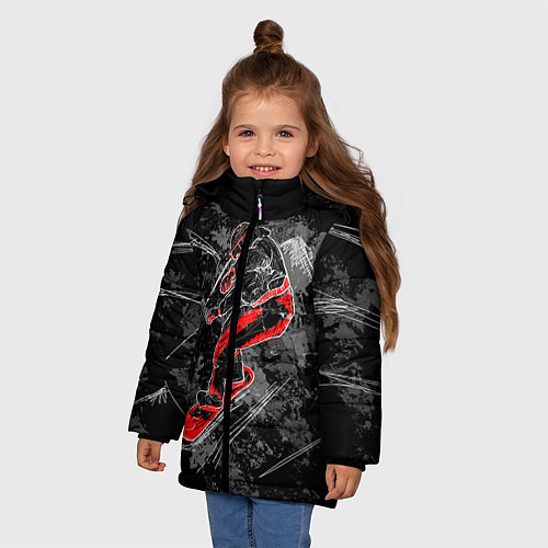 Зимняя куртка для девочки Сноубордист / 3D-Черный – фото 3