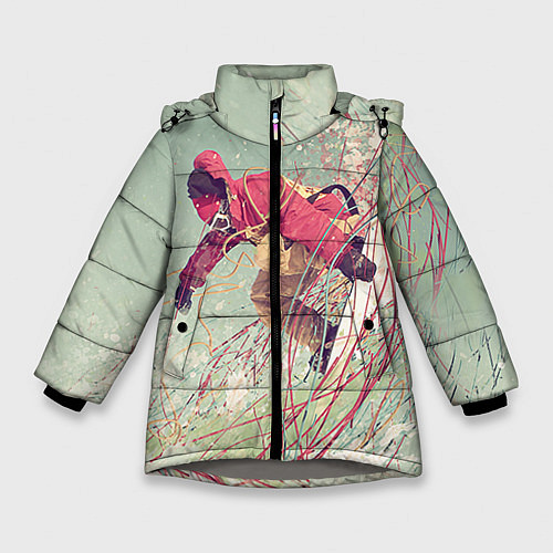 Зимняя куртка для девочки Сноуборд / 3D-Светло-серый – фото 1
