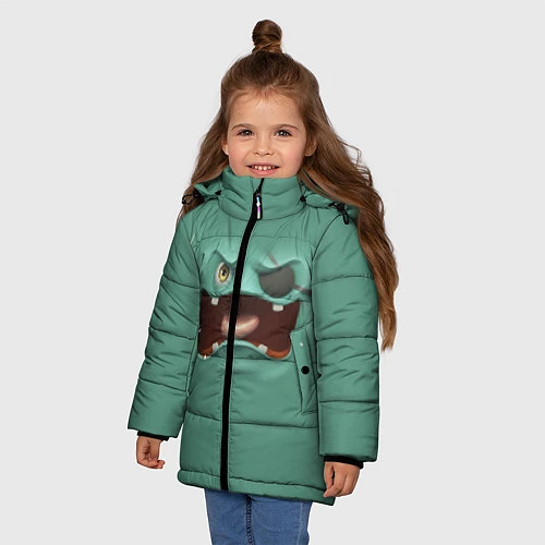 Зимняя куртка для девочки Пластилиновый смайл / 3D-Черный – фото 3
