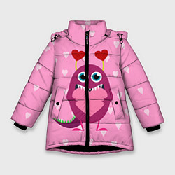 Куртка зимняя для девочки Чудик с сердцем, цвет: 3D-черный