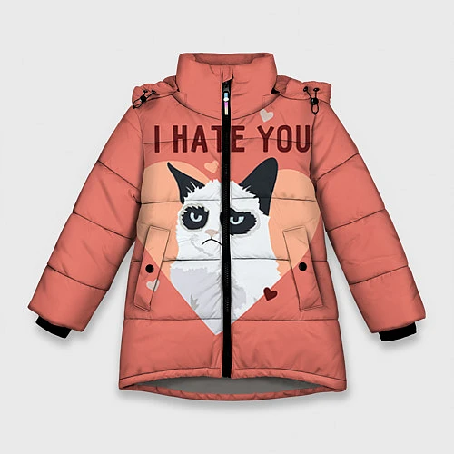 Зимняя куртка для девочки I hate you / 3D-Светло-серый – фото 1