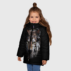 Куртка зимняя для девочки Волк-шаман, цвет: 3D-черный — фото 2