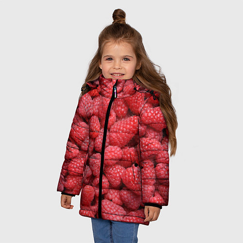 Зимняя куртка для девочки Малиновый мотив / 3D-Черный – фото 3