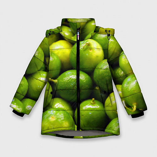 Зимняя куртка для девочки Лаймовая / 3D-Светло-серый – фото 1