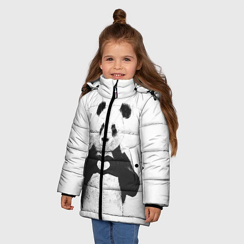 Зимняя куртка для девочки Panda Love / 3D-Черный – фото 3