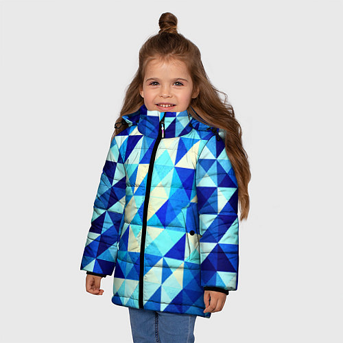 Зимняя куртка для девочки Синяя геометрия / 3D-Черный – фото 3