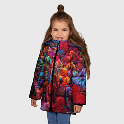 Куртка зимняя для девочки Индуистский фестиваль красок Х, цвет: 3D-черный — фото 2