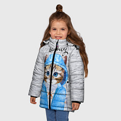 Куртка зимняя для девочки Модная киска, цвет: 3D-черный — фото 2
