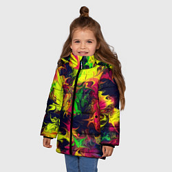 Куртка зимняя для девочки Кислотный взрыв, цвет: 3D-светло-серый — фото 2