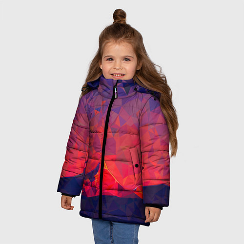 Зимняя куртка для девочки Абстракция / 3D-Черный – фото 3