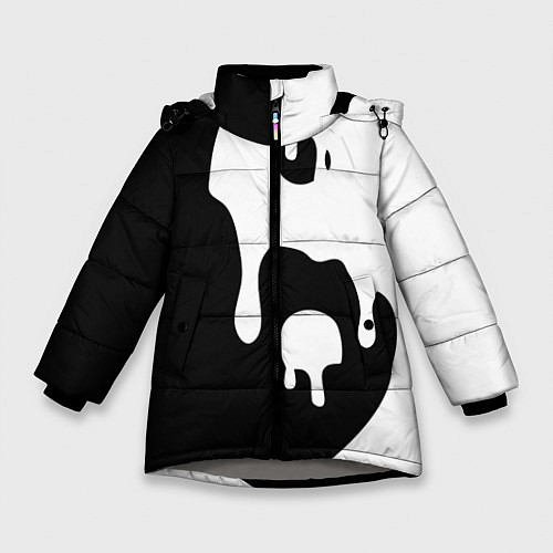 Зимняя куртка для девочки Инь Янь / 3D-Светло-серый – фото 1