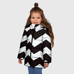 Куртка зимняя для девочки Полосы, цвет: 3D-черный — фото 2