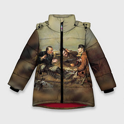 Куртка зимняя для девочки Русские охотники, цвет: 3D-красный