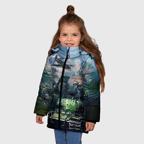 Зимняя куртка для девочки За родину / 3D-Черный – фото 3