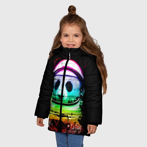 Зимняя куртка для девочки Панда космонавт / 3D-Черный – фото 3