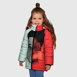 Куртка зимняя для девочки Norton: White & Red, цвет: 3D-черный — фото 2