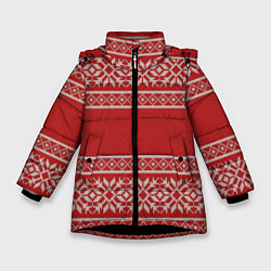 Куртка зимняя для девочки Вязанный принт, цвет: 3D-черный