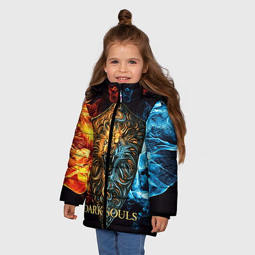 Зимняя куртка для девочки Dark Souls: Lion Shield / 3D-Черный – фото 3