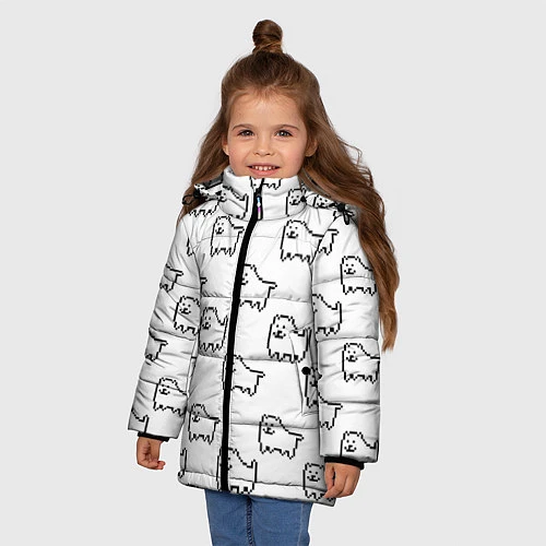 Зимняя куртка для девочки Undertale Annoying dog white / 3D-Черный – фото 3