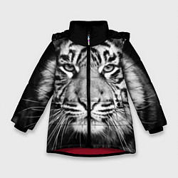 Куртка зимняя для девочки Красавец тигр, цвет: 3D-красный