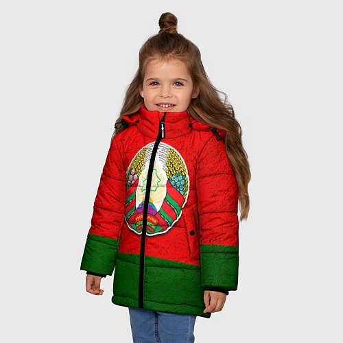Зимняя куртка для девочки Герб Беларуси / 3D-Черный – фото 3