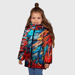 Куртка зимняя для девочки Перья, цвет: 3D-черный — фото 2
