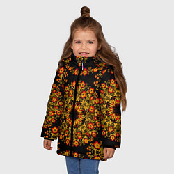 Куртка зимняя для девочки Хохлома Роспись, цвет: 3D-светло-серый — фото 2