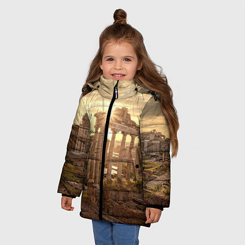 Зимняя куртка для девочки Римское солнце / 3D-Черный – фото 3