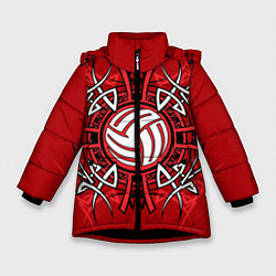 Куртка зимняя для девочки Волейбол 34, цвет: 3D-черный