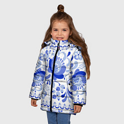 Куртка зимняя для девочки Гжель 2, цвет: 3D-светло-серый — фото 2