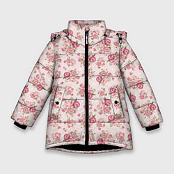 Куртка зимняя для девочки Fashion sweet flower, цвет: 3D-черный