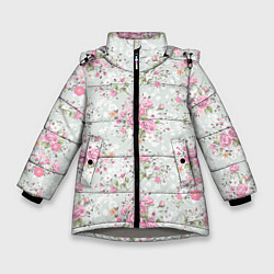 Куртка зимняя для девочки Flower pattern, цвет: 3D-светло-серый