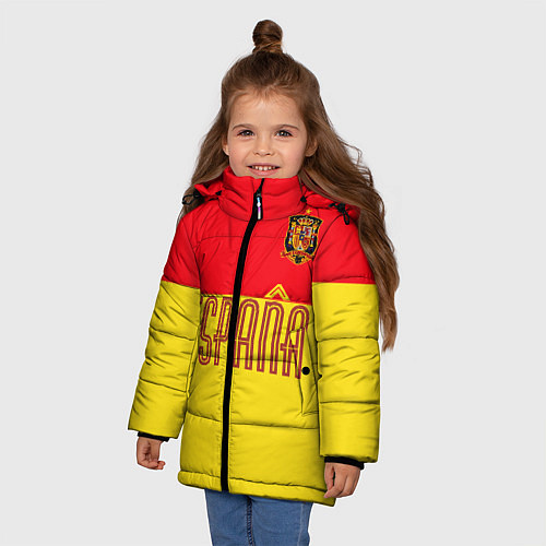 Зимняя куртка для девочки Сборная Испании: Евро 2016 / 3D-Черный – фото 3