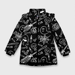Куртка зимняя для девочки Призрачный арт, цвет: 3D-черный