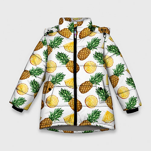 Зимняя куртка для девочки Ананасы 6 / 3D-Светло-серый – фото 1