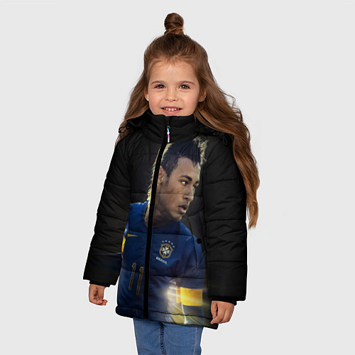 Зимняя куртка для девочки Neymar: Brasil Team / 3D-Черный – фото 3