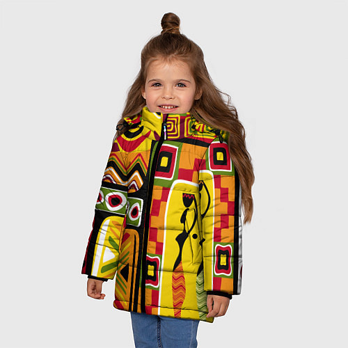 Зимняя куртка для девочки Африка / 3D-Черный – фото 3