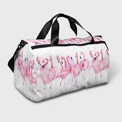 Сумки спортивные Фламинго розовый на белом, цвет: 3D-принт